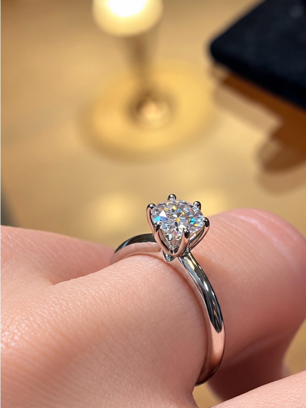 ✨ 1 CTW Genuine Moissanite Solitaire Ring – 925 Sterling Silver-Size 7